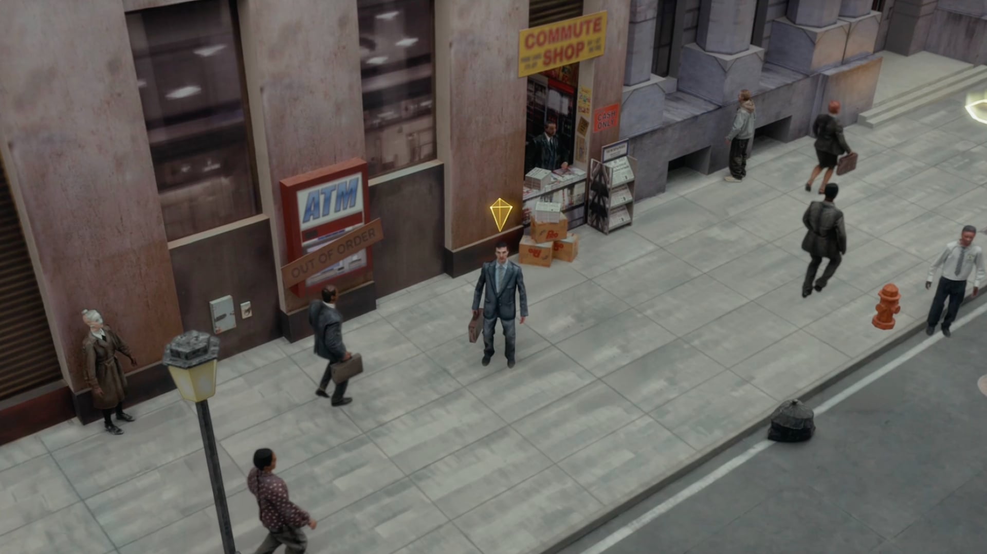 Poster oficial de Your Way Out: personagem na rua cenográfica, marcado por um símbolo amarelo.
